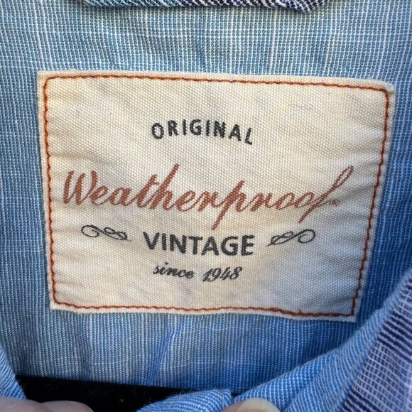 Weatherproof Vintage Mens Blue Plaid Button Collar Short Sleeve Casual Shirt M - Picture 6 of 11